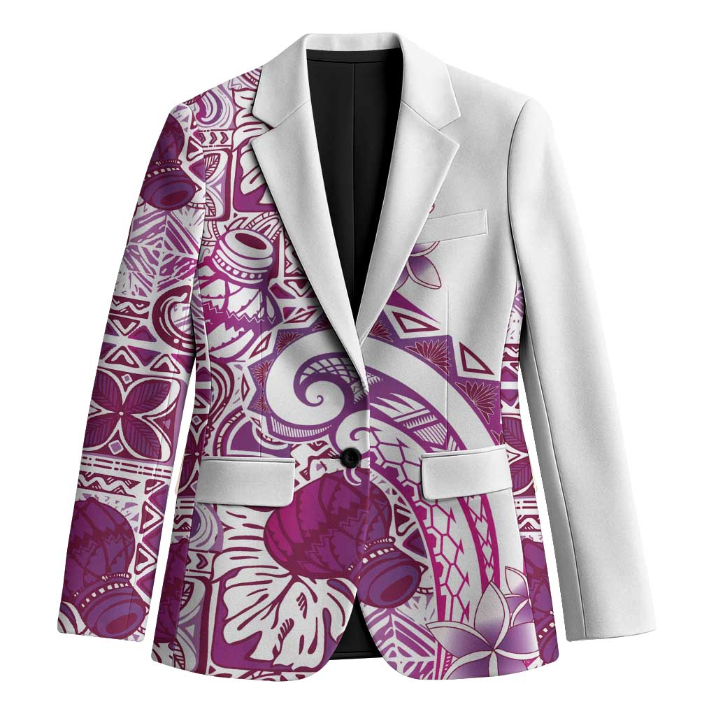 Aloha Hawaii Tapa Blazer Vibrant Fuchsia Hawaiian Ipu - Polynesian Pride