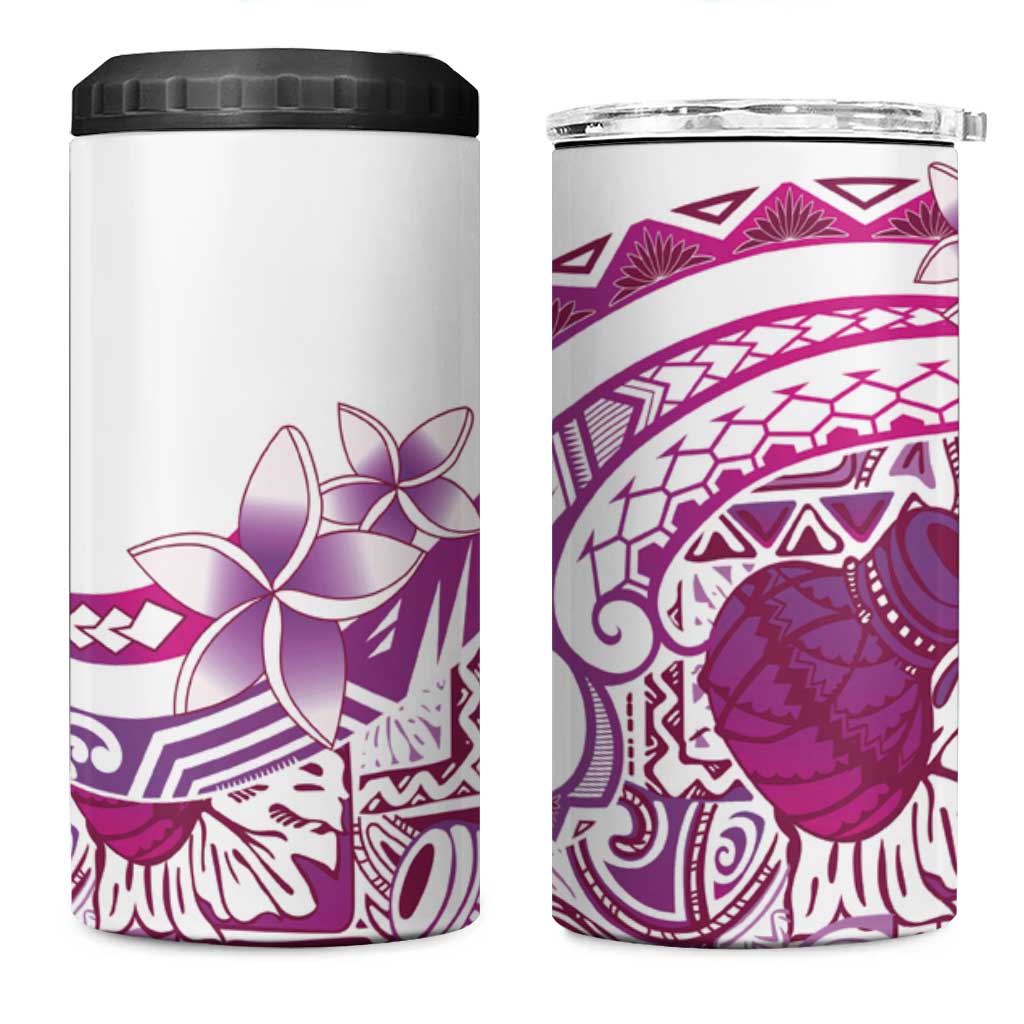 Aloha Hawaii Tapa 4 in 1 Can Cooler Tumbler Vibrant Fuchsia Hawaiian Ipu - Polynesian Pride
