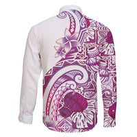 Aloha Hawaii Tapa Family Matching Long Sleeve Bodycon Dress and Hawaiian Shirt Vibrant Fuchsia Hawaiian Ipu - Polynesian Pride