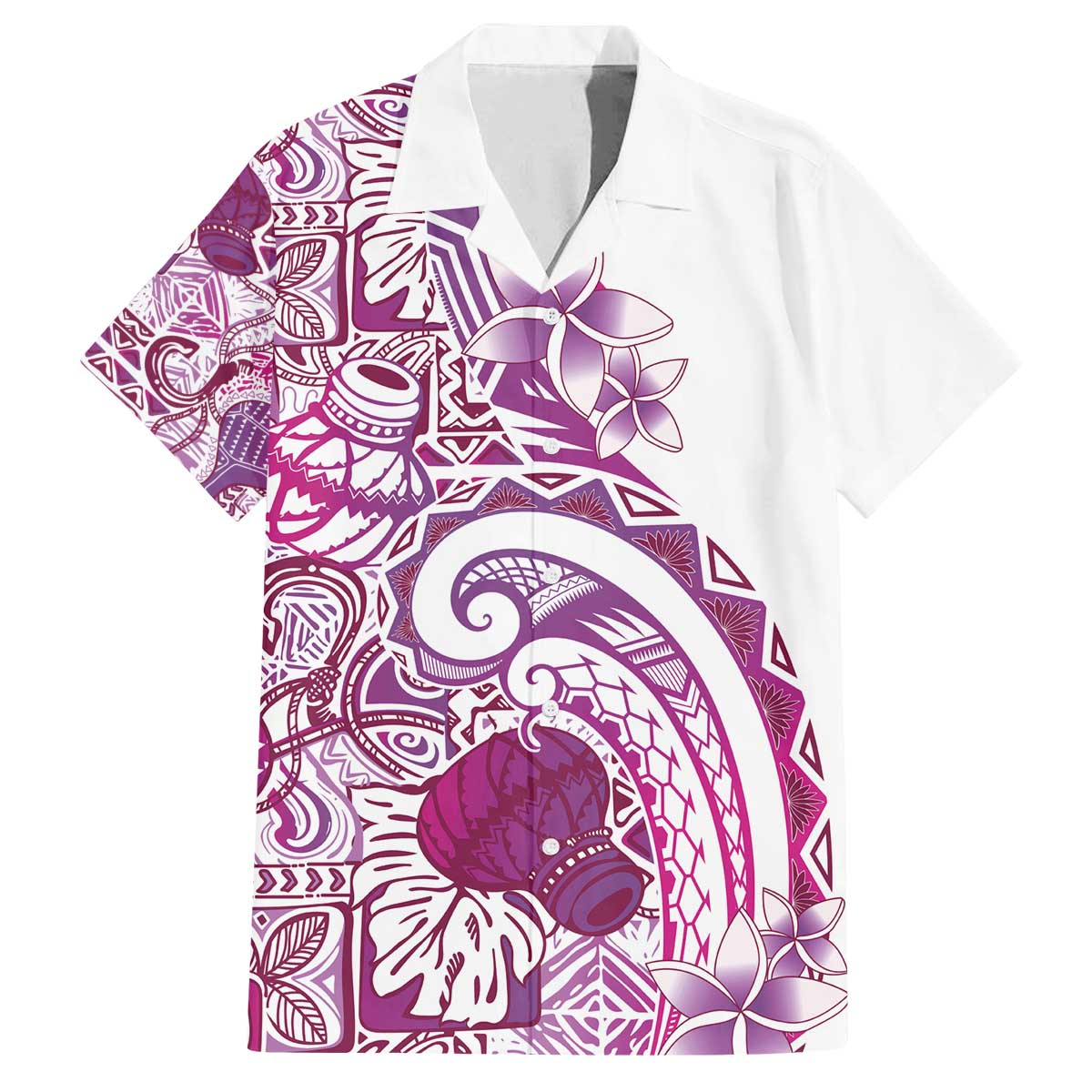 Aloha Hawaii Tapa Family Matching Off The Shoulder Long Sleeve Dress and Hawaiian Shirt Vibrant Fuchsia Hawaiian Ipu LT7 Dad's Shirt - Short Sleeve Fuchsia - Polynesian Pride