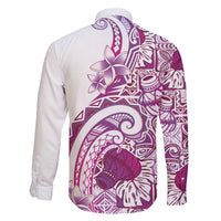 Aloha Hawaii Tapa Family Matching Off The Shoulder Long Sleeve Dress and Hawaiian Shirt Vibrant Fuchsia Hawaiian Ipu LT7 - Polynesian Pride