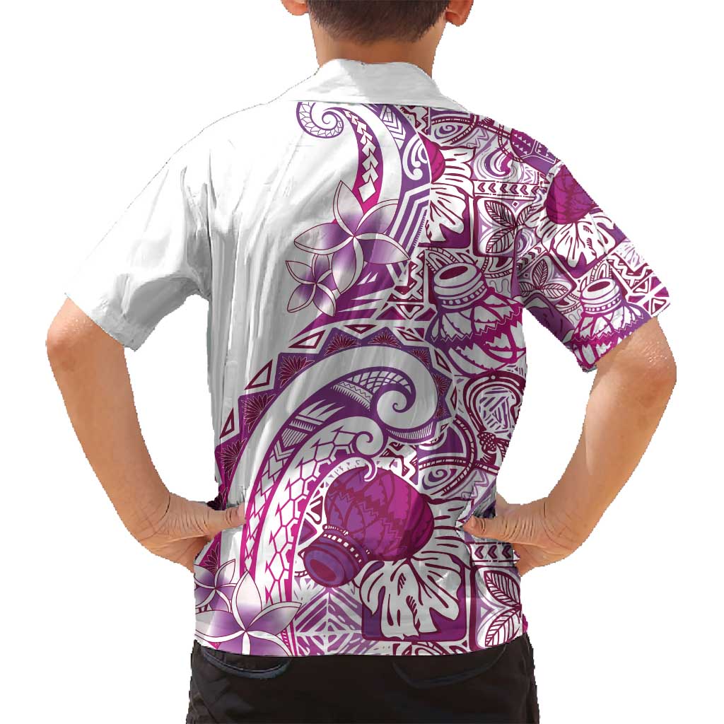 Aloha Hawaii Tapa Family Matching Puletasi and Hawaiian Shirt Vibrant Fuchsia Hawaiian Ipu LT7 - Polynesian Pride
