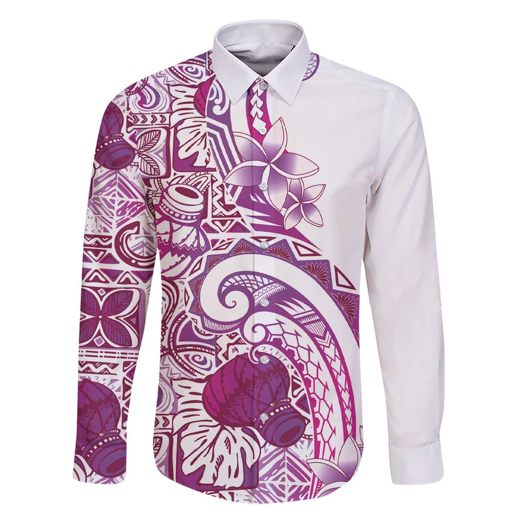 Aloha Hawaii Tapa Family Matching Short Sleeve Bodycon Dress and Hawaiian Shirt Vibrant Fuchsia Hawaiian Ipu - Polynesian Pride