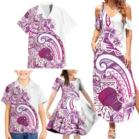 Aloha Hawaii Tapa Family Matching Summer Maxi Dress and Hawaiian Shirt Vibrant Fuchsia Hawaiian Ipu - Polynesian Pride