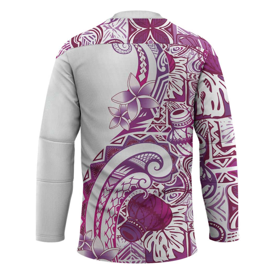 Aloha Hawaii Tapa Hockey Jersey Vibrant Fuchsia Hawaiian Ipu - Polynesian Pride