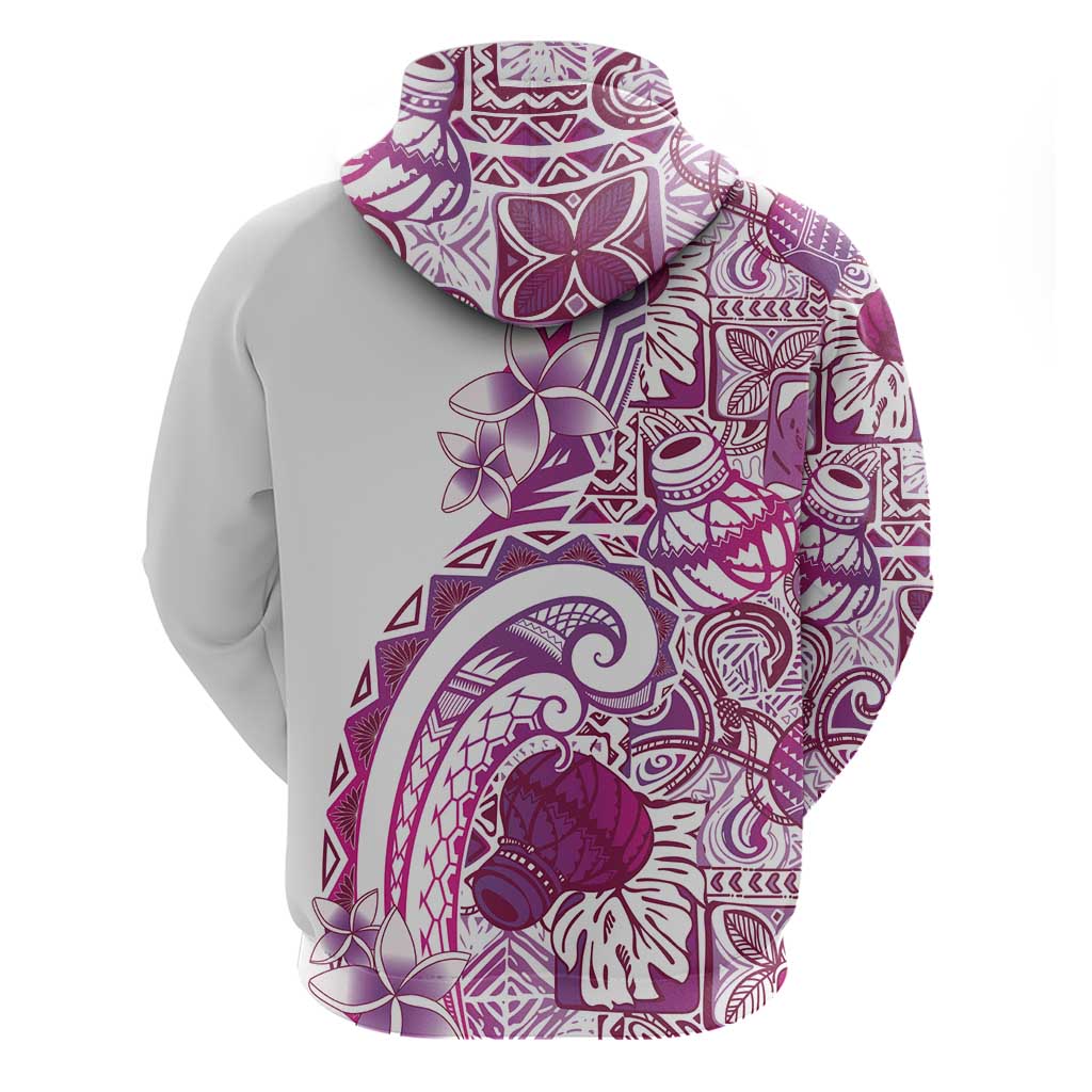 Aloha Hawaii Tapa Hoodie Vibrant Fuchsia Hawaiian Ipu - Polynesian Pride