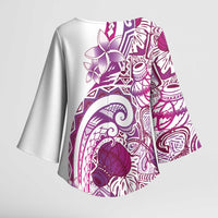 Aloha Hawaii Tapa Kimono Sleeve Blouse Vibrant Fuchsia Hawaiian Ipu - Polynesian Pride