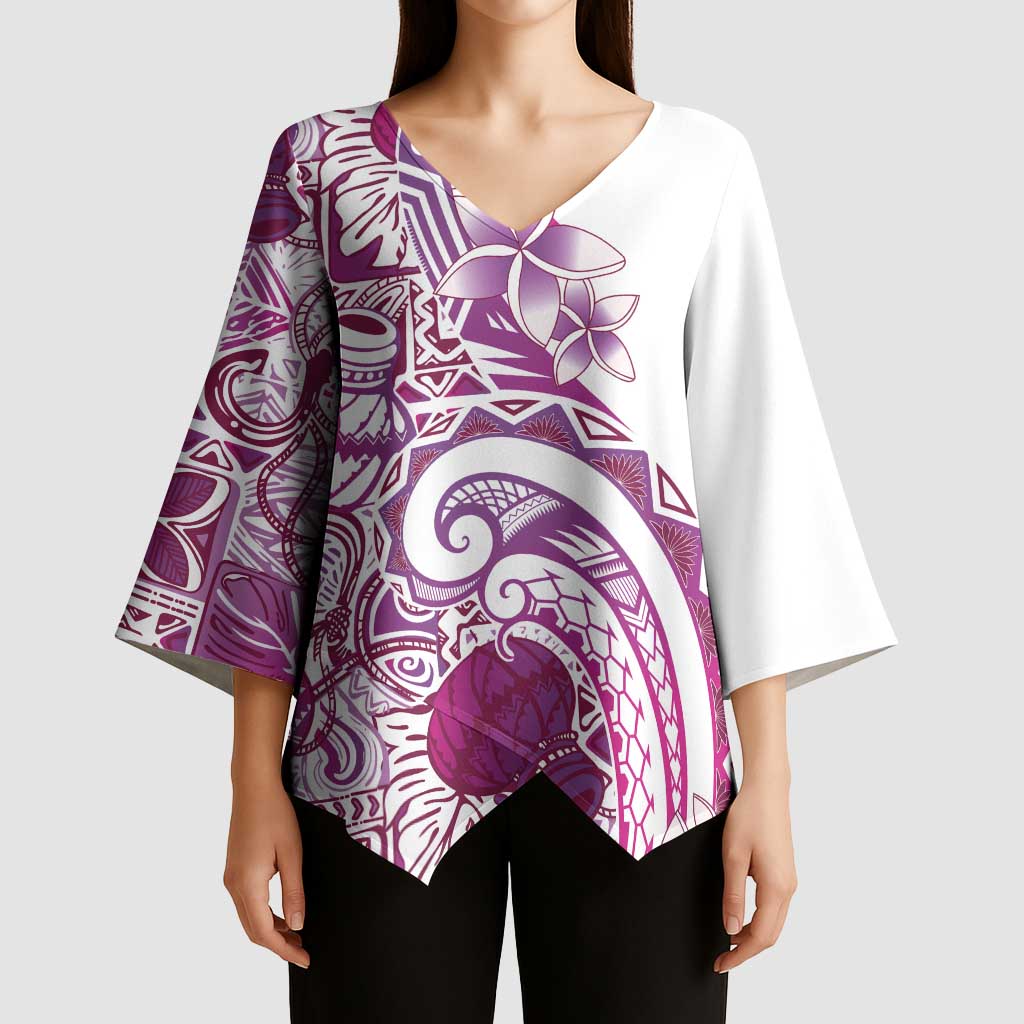 Aloha Hawaii Tapa Kimono Sleeve Blouse Vibrant Fuchsia Hawaiian Ipu - Polynesian Pride