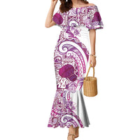 Aloha Hawaii Tapa Mermaid Dress Vibrant Fuchsia Hawaiian Ipu - Polynesian Pride