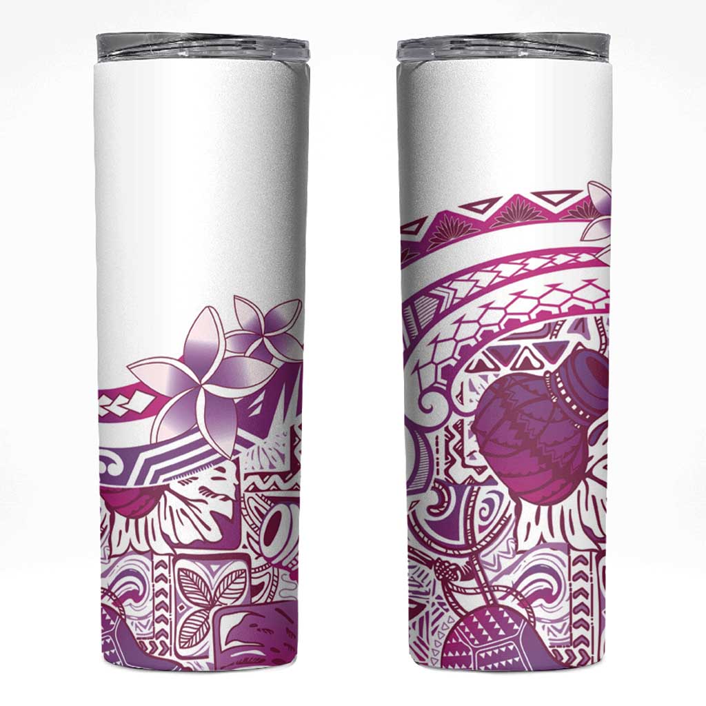 Aloha Hawaii Tapa Skinny Tumbler Vibrant Fuchsia Hawaiian Ipu - Polynesian Pride