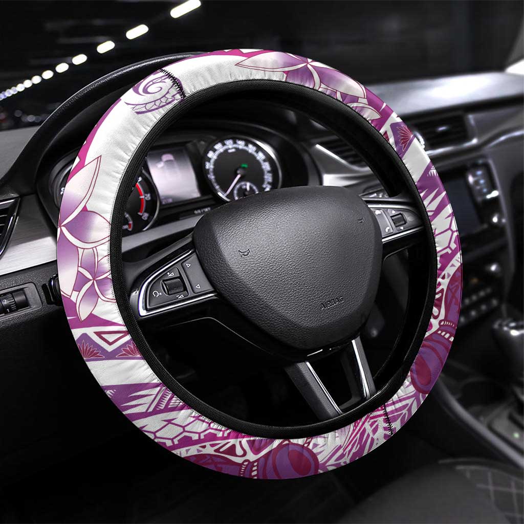 Aloha Hawaii Tapa Steering Wheel Cover Vibrant Fuchsia Hawaiian Ipu - Polynesian Pride