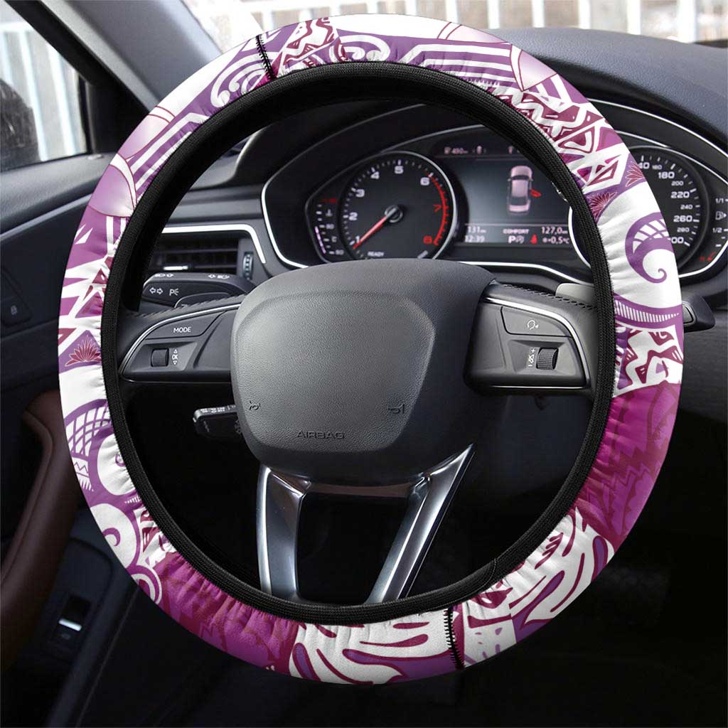 Aloha Hawaii Tapa Steering Wheel Cover Vibrant Fuchsia Hawaiian Ipu - Polynesian Pride