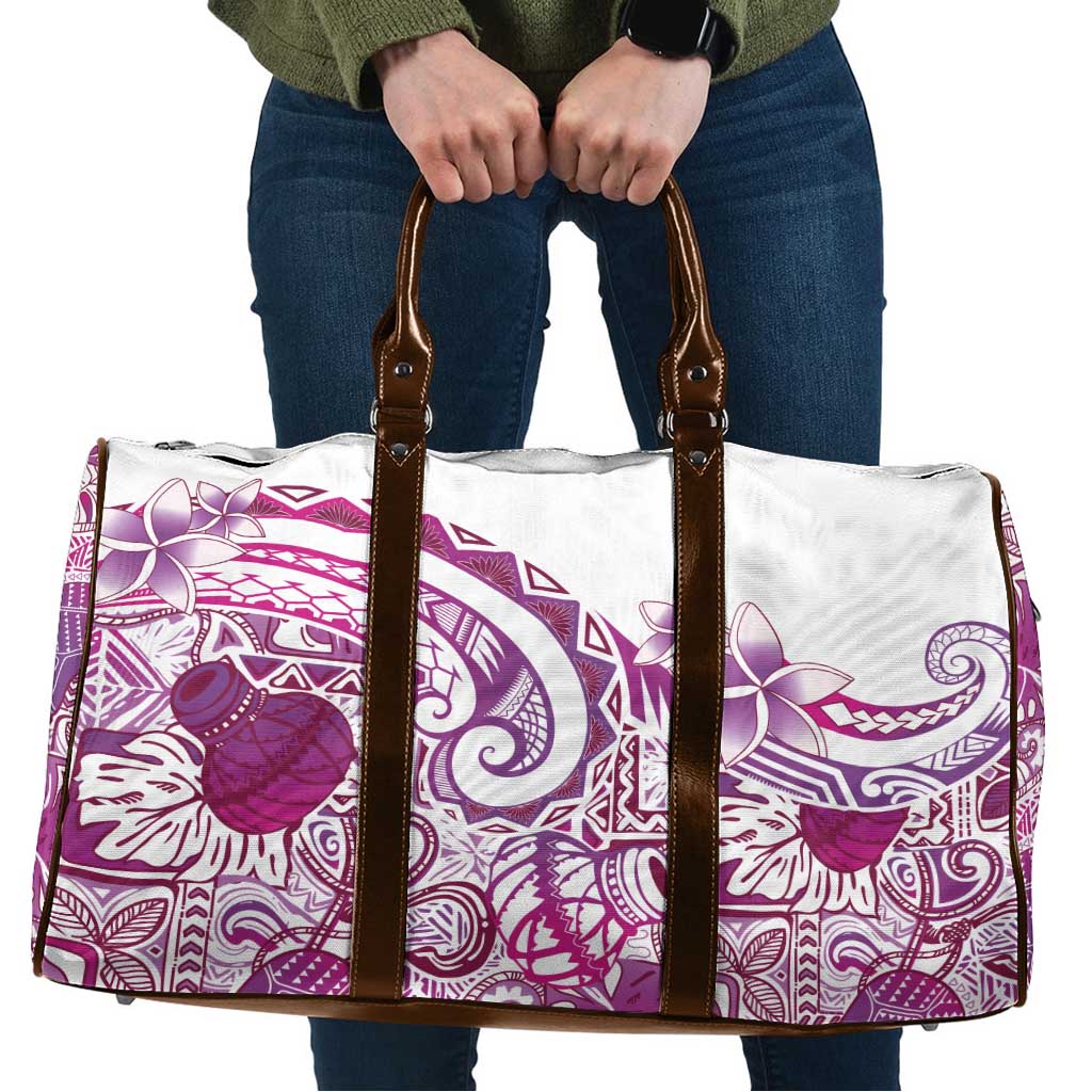 Aloha Hawaii Tapa Travel Bag Vibrant Fuchsia Hawaiian Ipu - Polynesian Pride