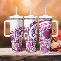 Aloha Hawaii Tapa Tumbler With Handle Vibrant Fuchsia Hawaiian Ipu - Polynesian Pride
