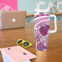 Aloha Hawaii Tapa Tumbler With Handle Vibrant Fuchsia Hawaiian Ipu - Polynesian Pride