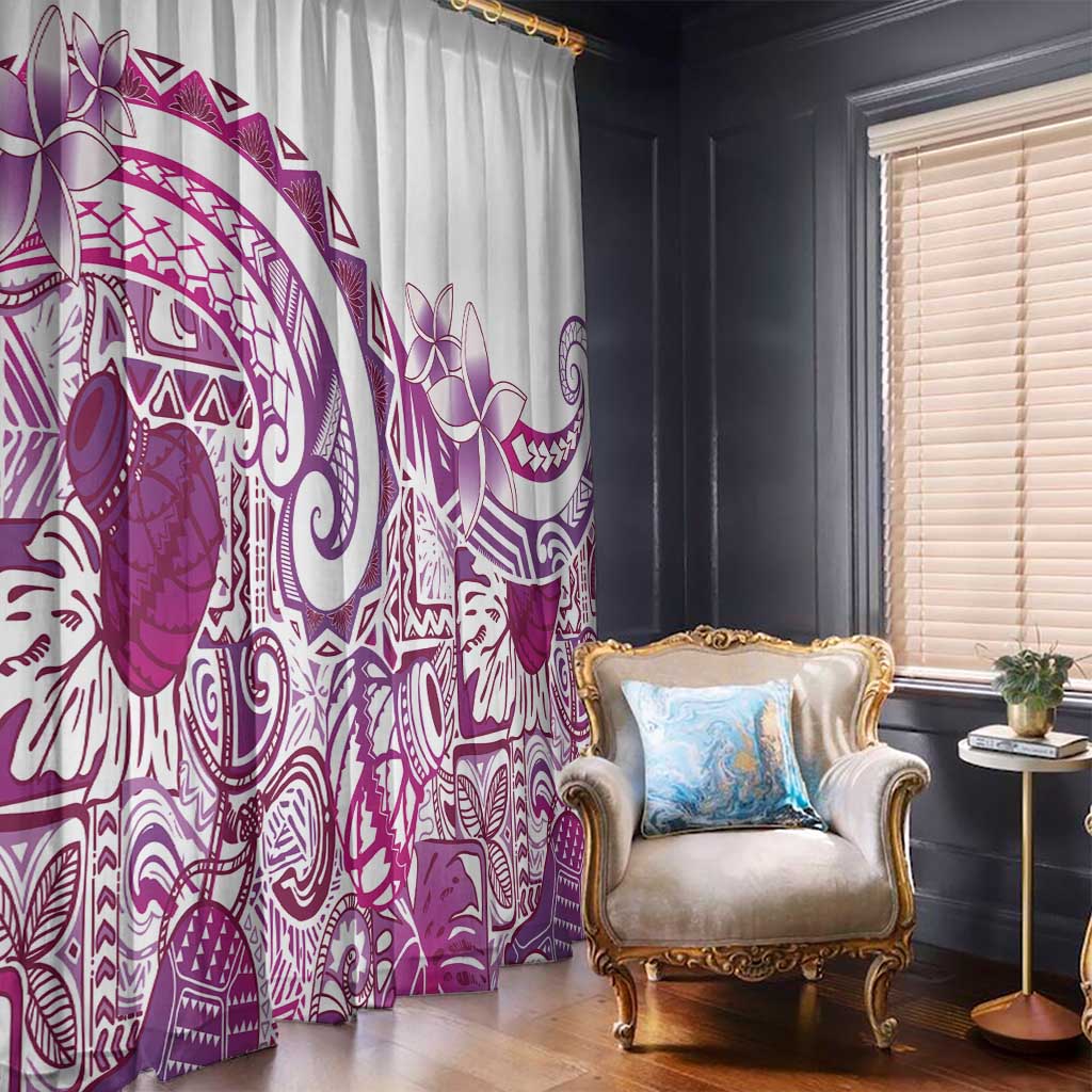 Aloha Hawaii Tapa Window Curtain Vibrant Fuchsia Hawaiian Ipu - Polynesian Pride