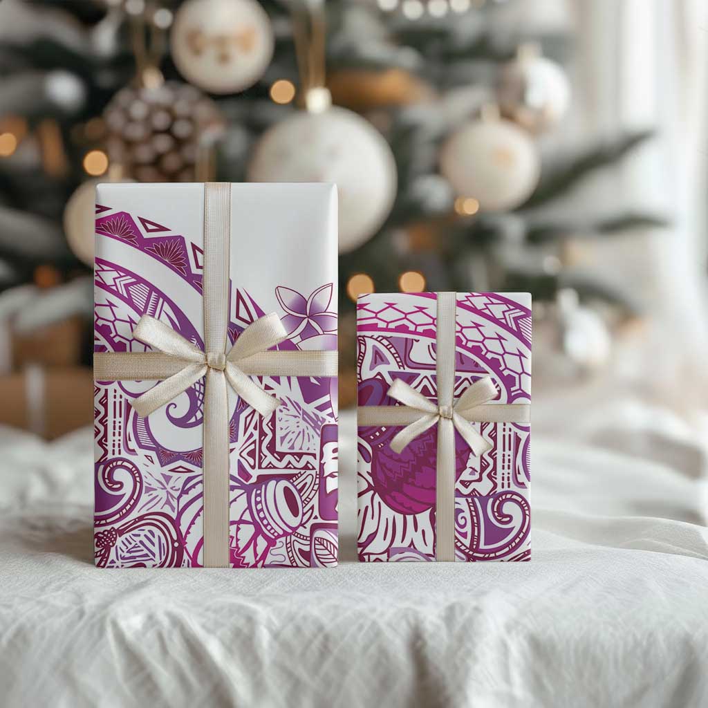 Aloha Hawaii Tapa Wrapping Paper Vibrant Fuchsia Hawaiian Ipu