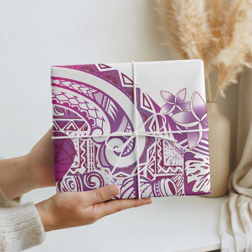 Aloha Hawaii Tapa Wrapping Paper Vibrant Fuchsia Hawaiian Ipu