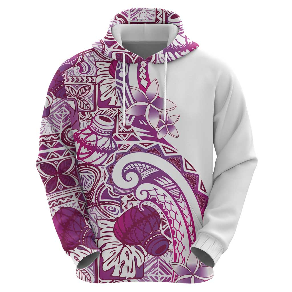 Aloha Hawaii Tapa Zip Hoodie Vibrant Fuchsia Hawaiian Ipu - Polynesian Pride