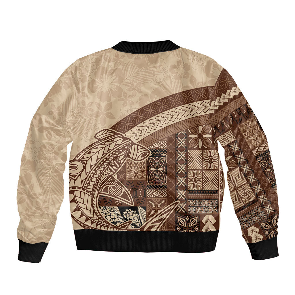 Samoa Mamanu Siapo Mocha Bomber Jacket Tatau Malie