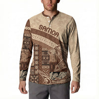 Samoa Mamanu Siapo Mocha Button Sweatshirt Tatau Malie