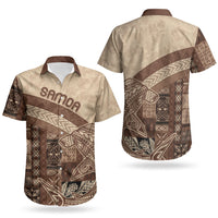 Samoa Mamanu Siapo Mocha Couples Matching Short Sleeve Bodycon Dress and Hawaiian Shirt Tatau Malie