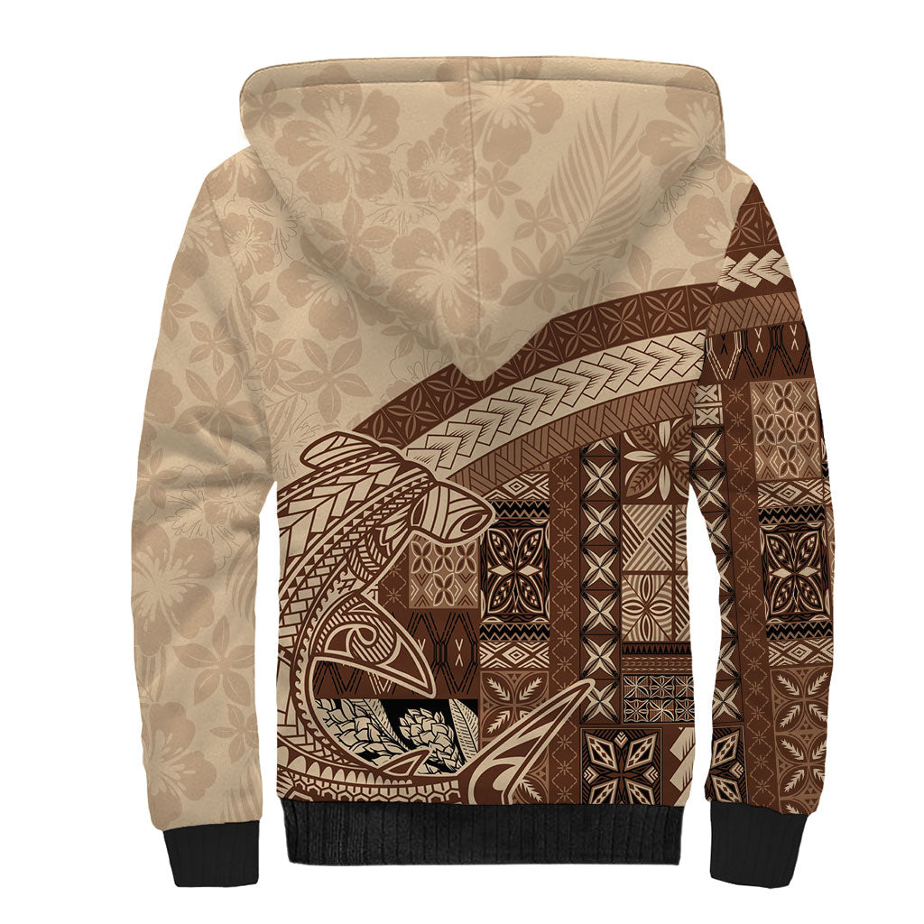 Samoa Mamanu Siapo Mocha Sherpa Hoodie Tatau Malie