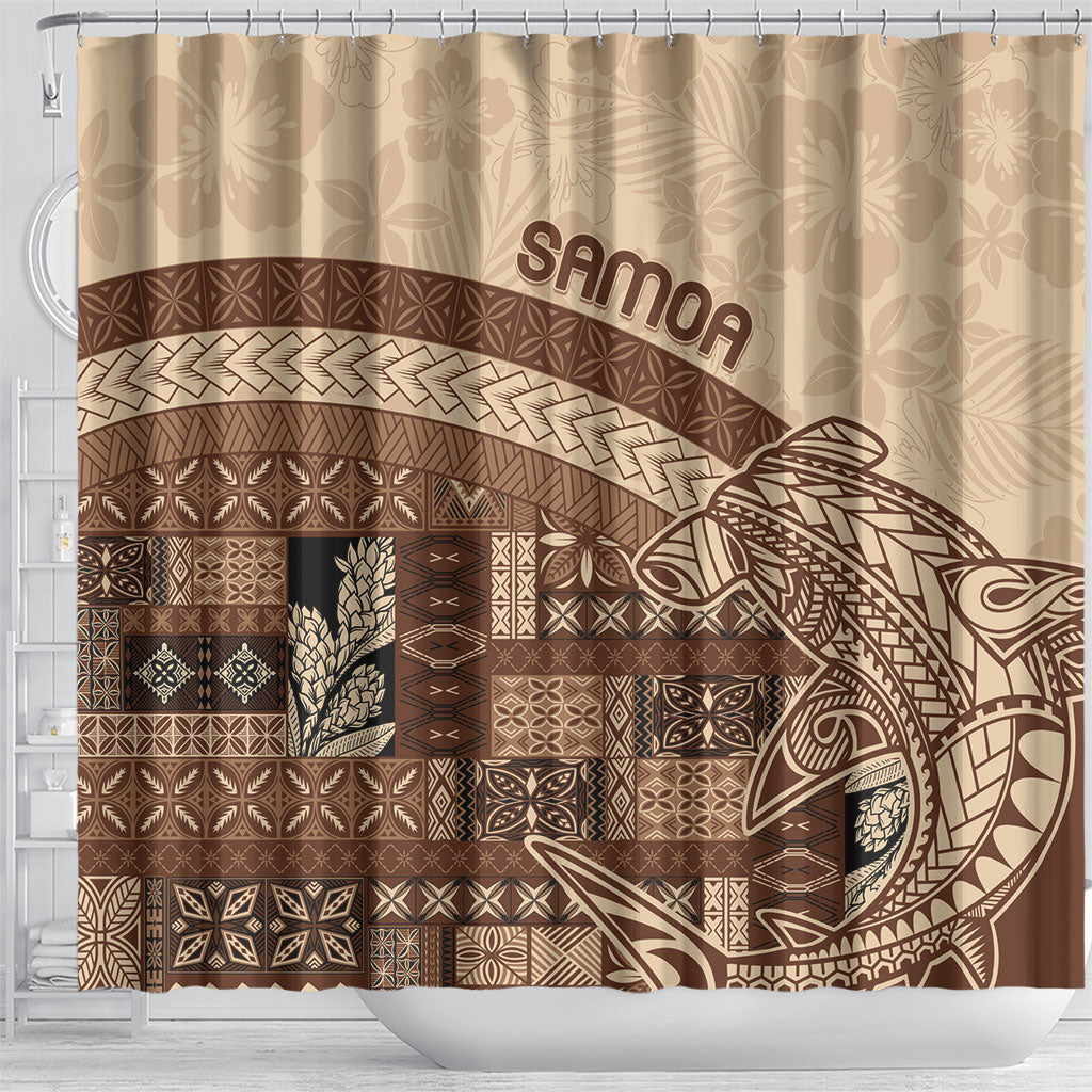 Samoa Mamanu Siapo Mocha Shower Curtain Tatau Malie