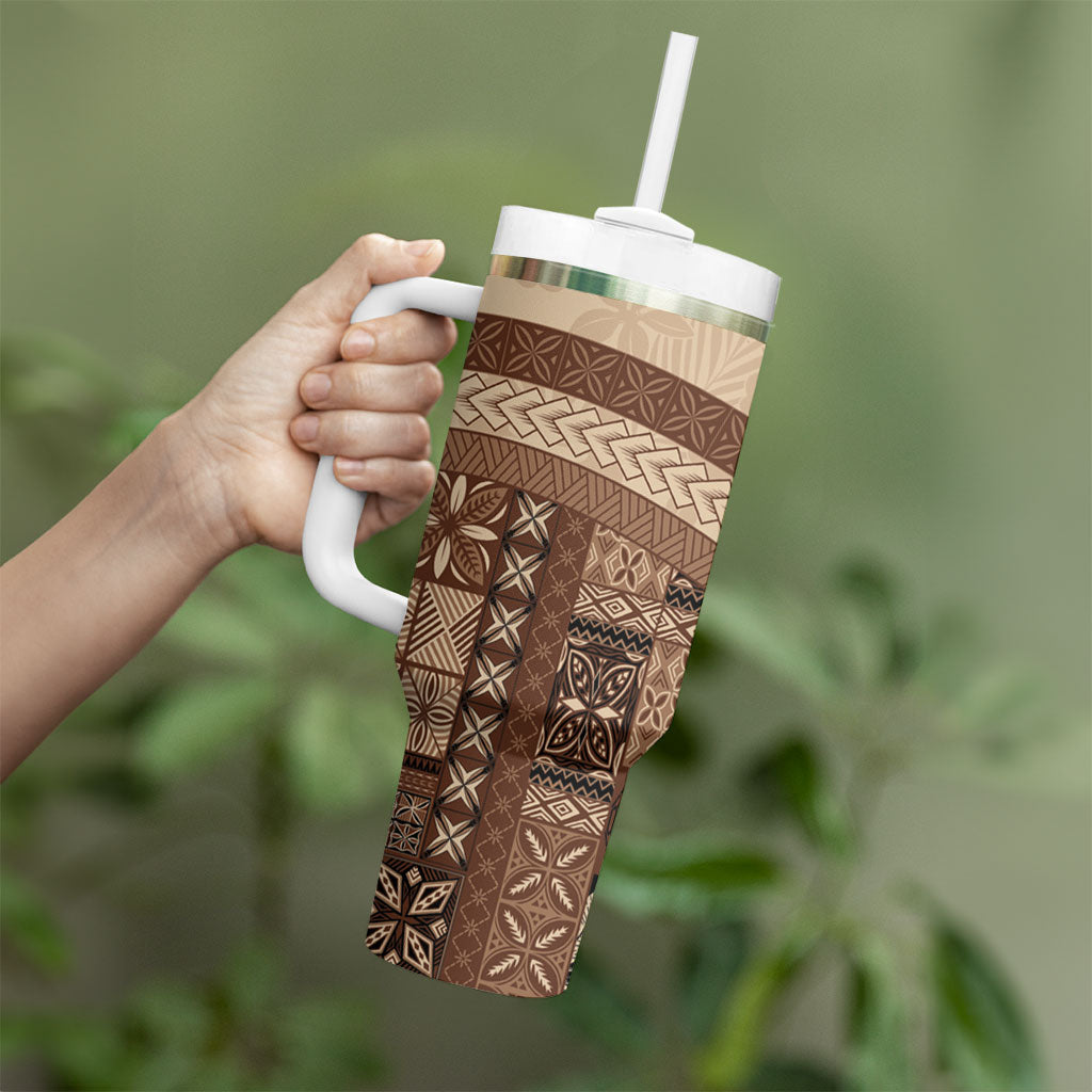 Samoa Mamanu Siapo Mocha Tumbler With Handle Tatau Malie