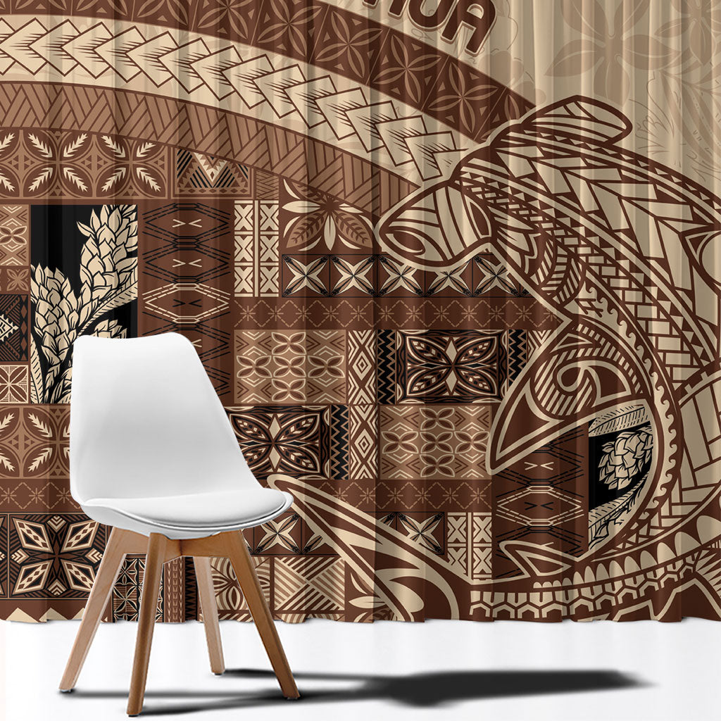 Samoa Mamanu Siapo Mocha Window Curtain Tatau Malie