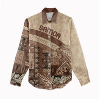 Samoa Mamanu Siapo Mocha Women Casual Shirt Tatau Malie