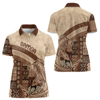 Samoa Mamanu Siapo Mocha Women Polo Shirt Tatau Malie