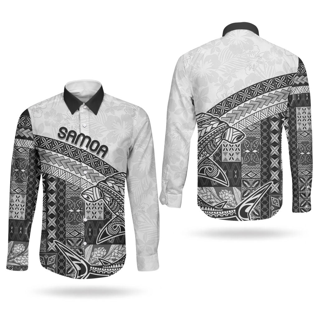 Samoa Mamanu Siapo Classic Black Couples Matching Off Shoulder Maxi Dress and Long Sleeve Button Shirt Tatau Malie