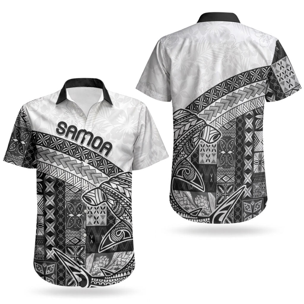 Samoa Mamanu Siapo Classic Black Couples Matching Tank Maxi Dress and Hawaiian Shirt Tatau Malie