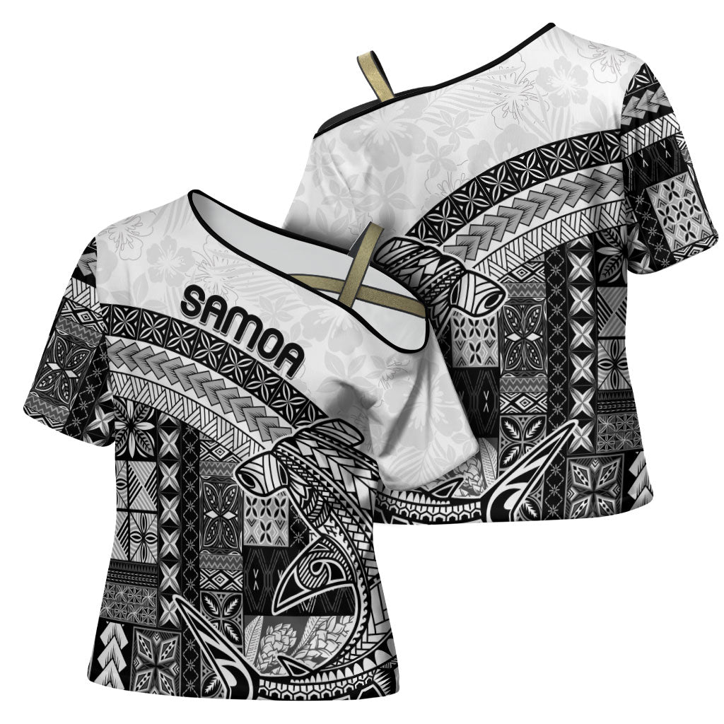 Samoa Mamanu Siapo Classic Black Cross Shoulder Shirt Tatau Malie