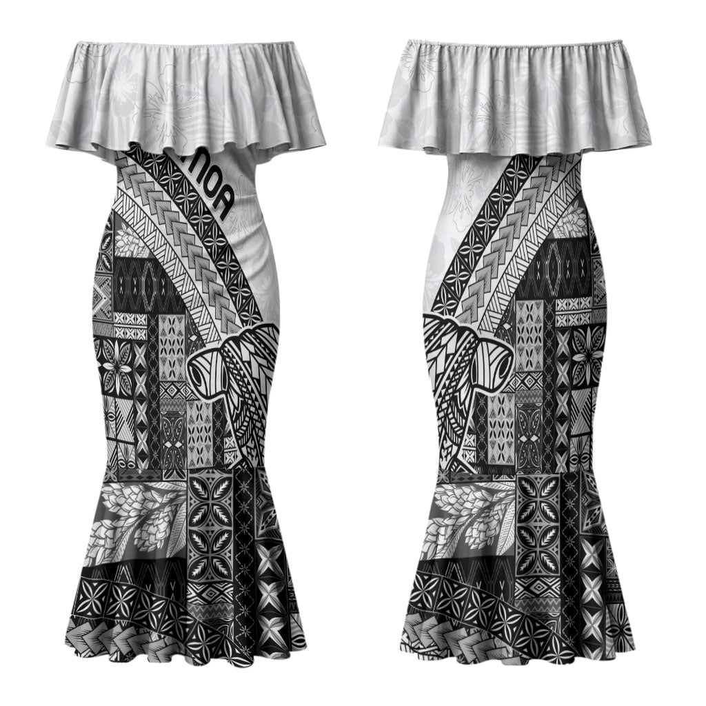 Samoa Mamanu Siapo Classic Black Family Matching Mermaid Dress and Hawaiian Shirt Tatau Malie