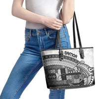 Samoa Mamanu Siapo Classic Black Leather Tote Bag Tatau Malie
