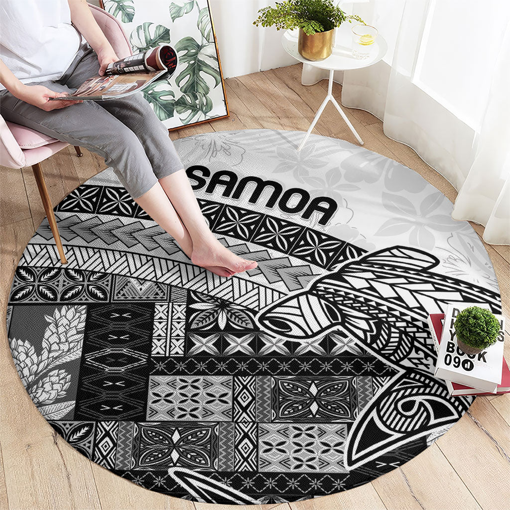 Samoa Mamanu Siapo Classic Black Round Carpet Tatau Malie