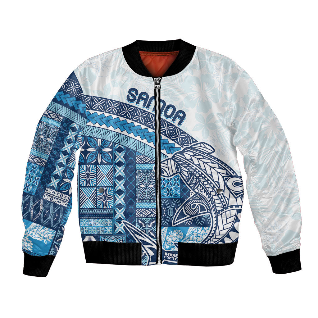 Samoa Mamanu Siapo Royal Blue Bomber Jacket Tatau Malie LT7 Unisex Royal Blue - Polynesian Pride