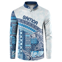 Samoa Mamanu Siapo Royal Blue Button Sweatshirt Tatau Malie