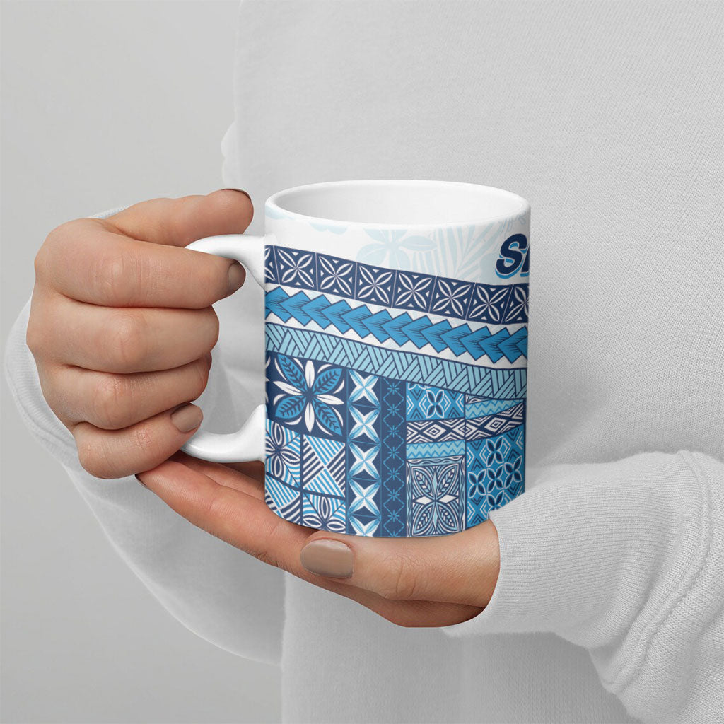 Samoa Mamanu Siapo Royal Blue Ceramic Mug Tatau Malie