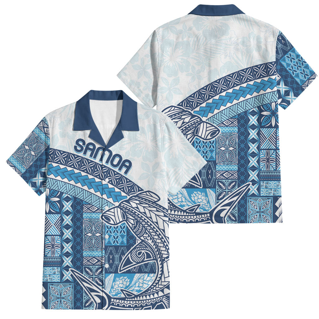 Samoa Mamanu Siapo Royal Blue Family Matching Long Sleeve Bodycon Dress and Hawaiian Shirt Tatau Malie