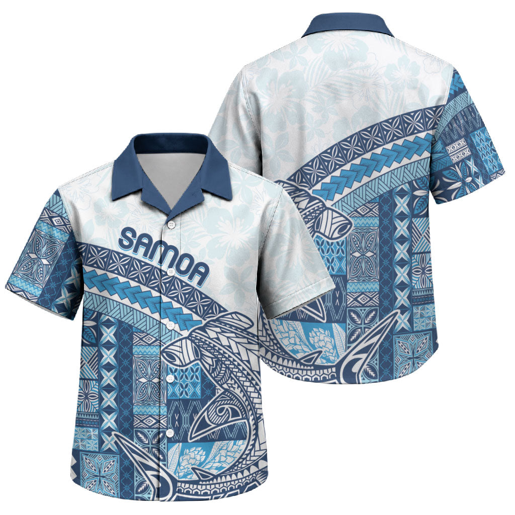 Samoa Mamanu Siapo Royal Blue Family Matching Summer Maxi Dress and Hawaiian Shirt Tatau Malie