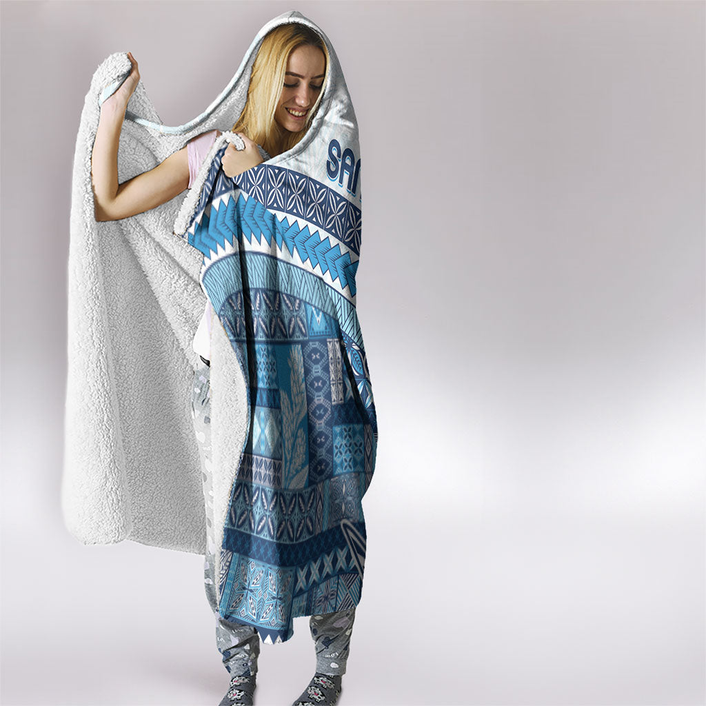 Samoa Mamanu Siapo Royal Blue Hooded Blanket Tatau Malie