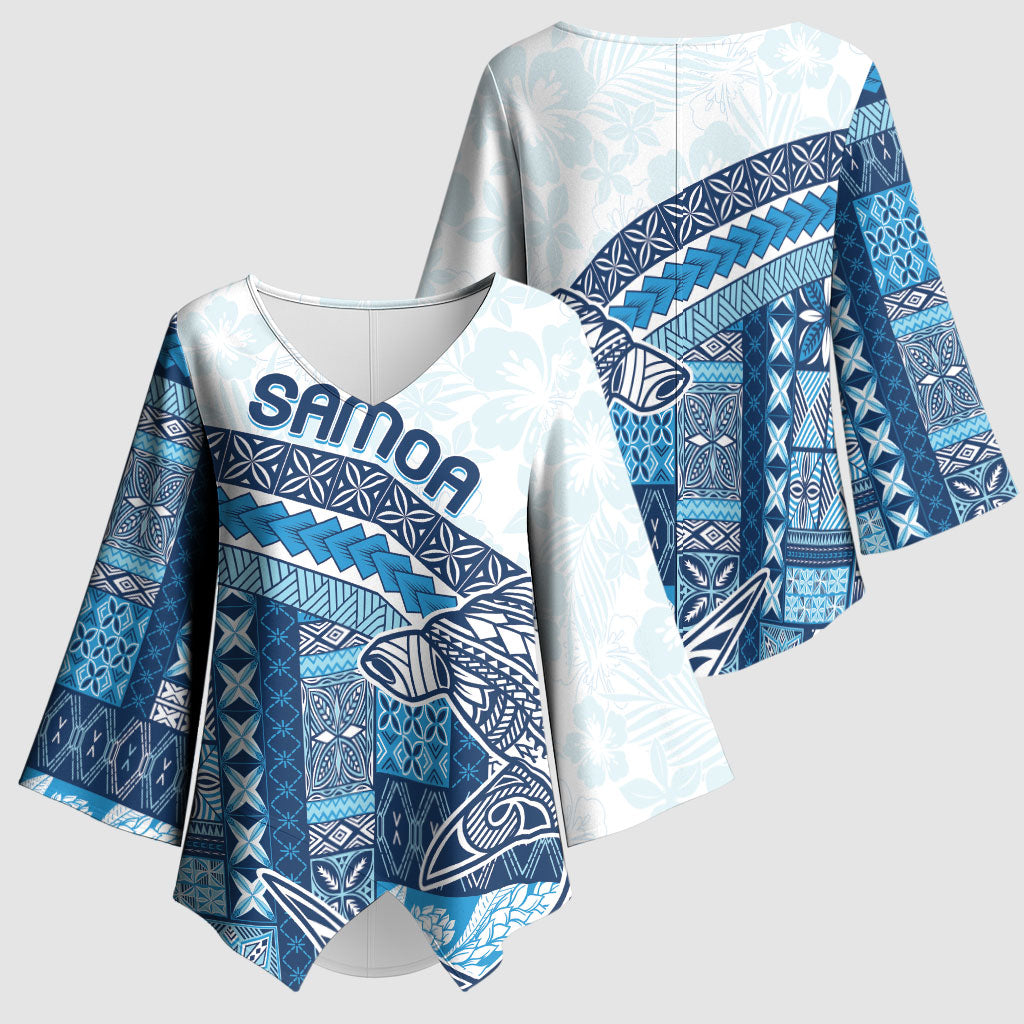 Samoa Mamanu Siapo Royal Blue Kimono Sleeve Blouse Tatau Malie