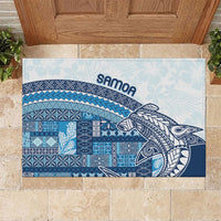 Samoa Mamanu Siapo Royal Blue Rubber Doormat Tatau Malie