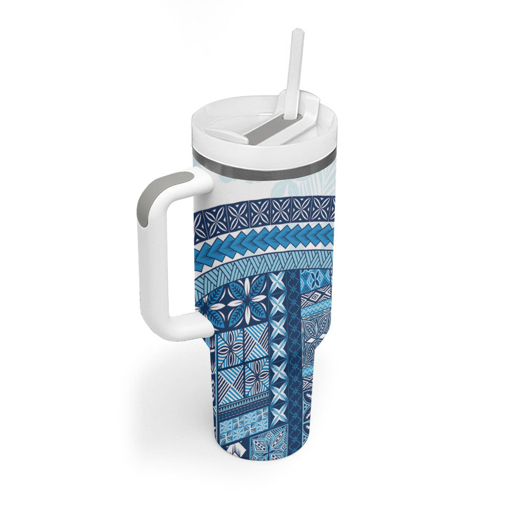 Samoa Mamanu Siapo Royal Blue Tumbler With Handle Tatau Malie