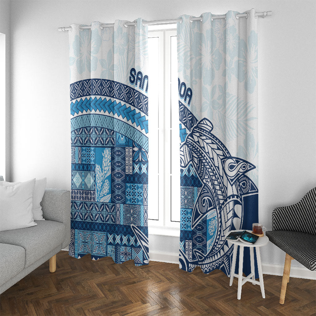 Samoa Mamanu Siapo Royal Blue Window Curtain Tatau Malie