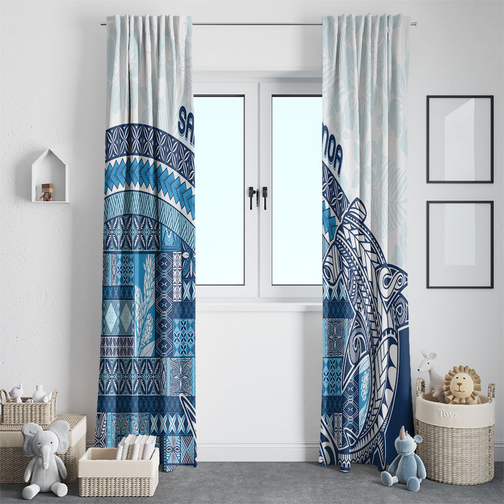 Samoa Mamanu Siapo Royal Blue Window Curtain Tatau Malie