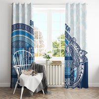 Samoa Mamanu Siapo Royal Blue Window Curtain Tatau Malie